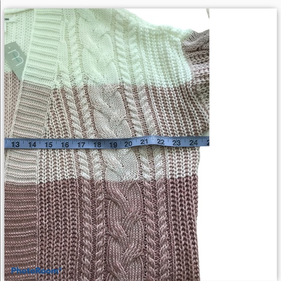 XL Cable Knit Colourblock Open Front Cardigan - Picture 13 of 14